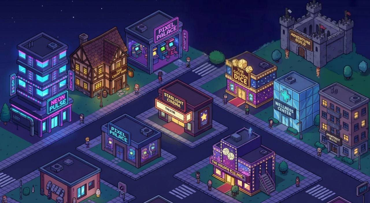 Interactive map of ChiffTown showing all themed venues and buildings